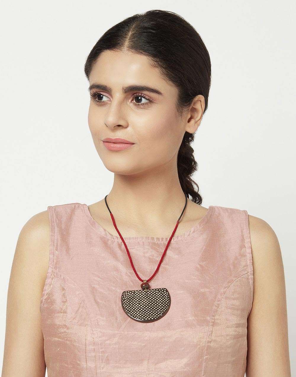 Ceramic Brown Matinee Necklace