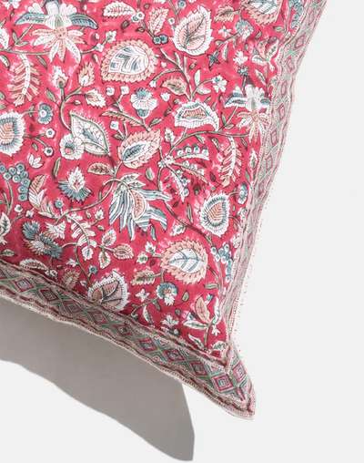Wine Varda Cotton Hand Block Print Cushion Cover 60X60 Wine Varda Cotton Hand Block Print Cushion Cover 60X60