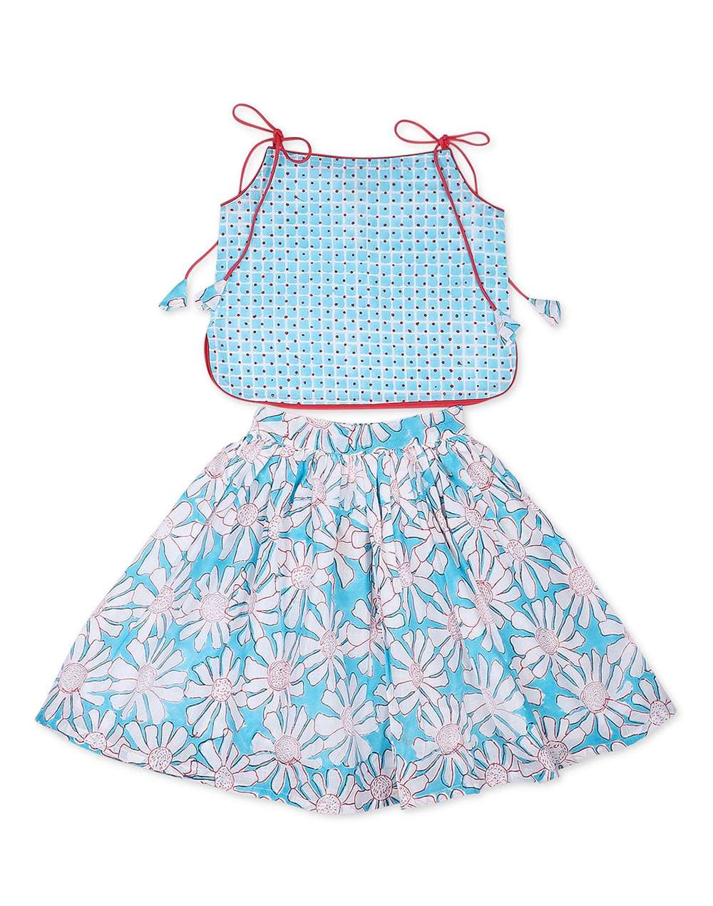 Cotton Slub Block Printed Skirt Set