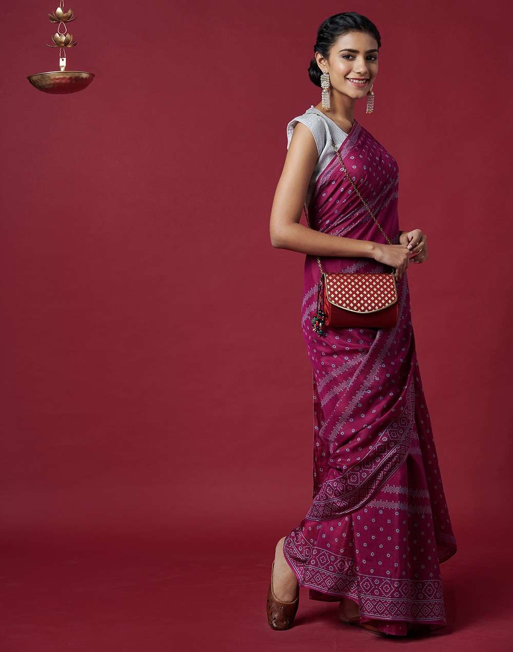 Silk Brocade Flap Clutch