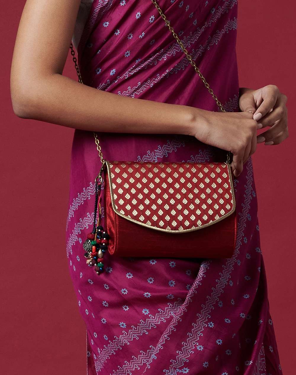 Silk Brocade Flap Clutch