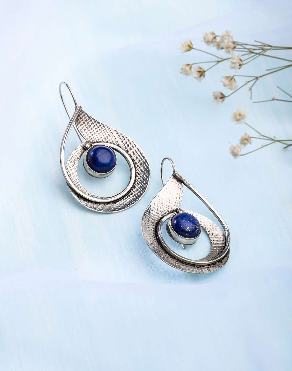 Silver Blue Dangler Earrings