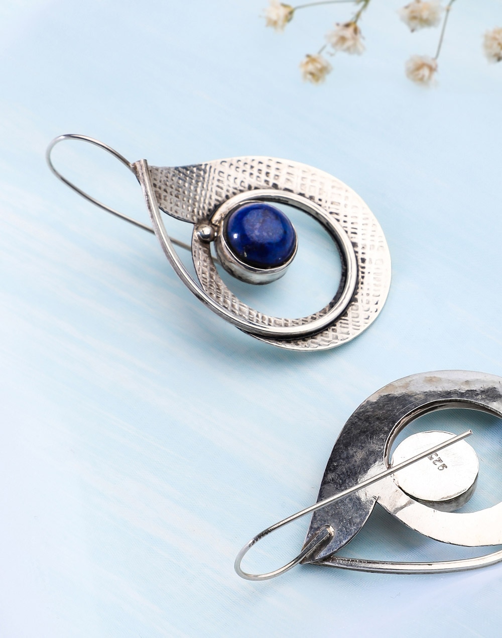 Silver Blue Dangler Earrings