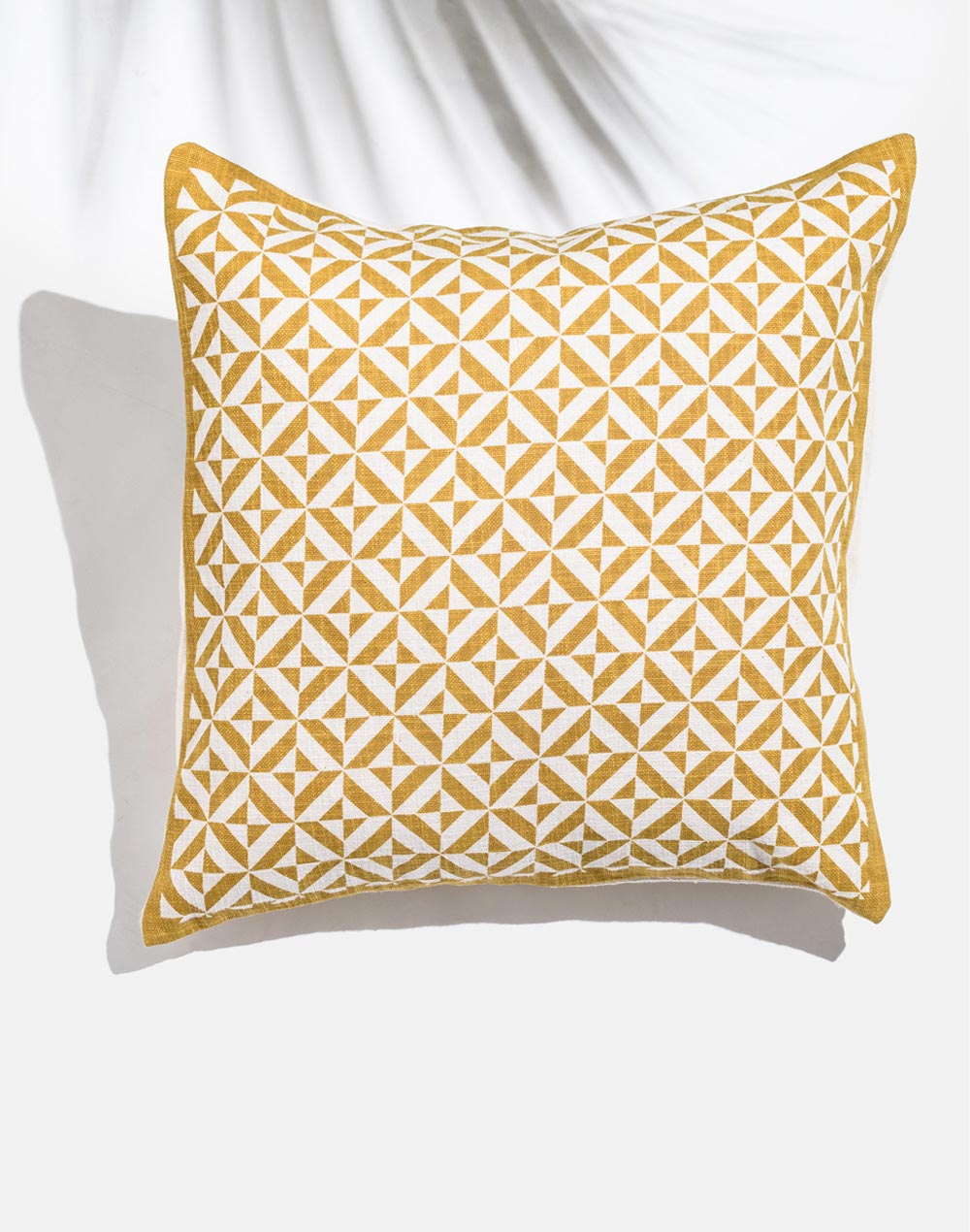 Yellow Siyahi Cotton Hand Block Print Cushion Cover 40X40