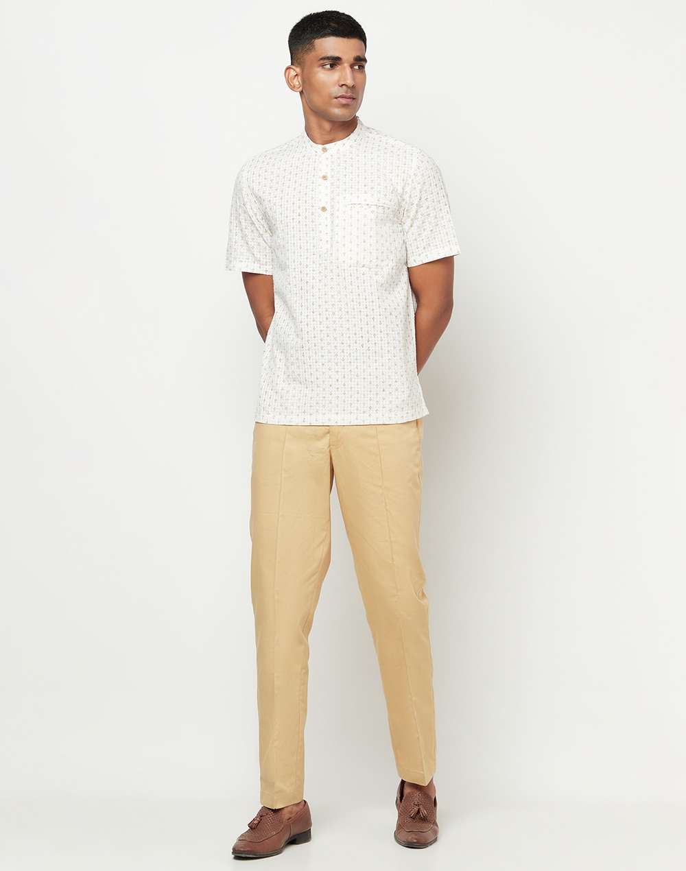 Cotton Block Printed Mid Placket Shirt