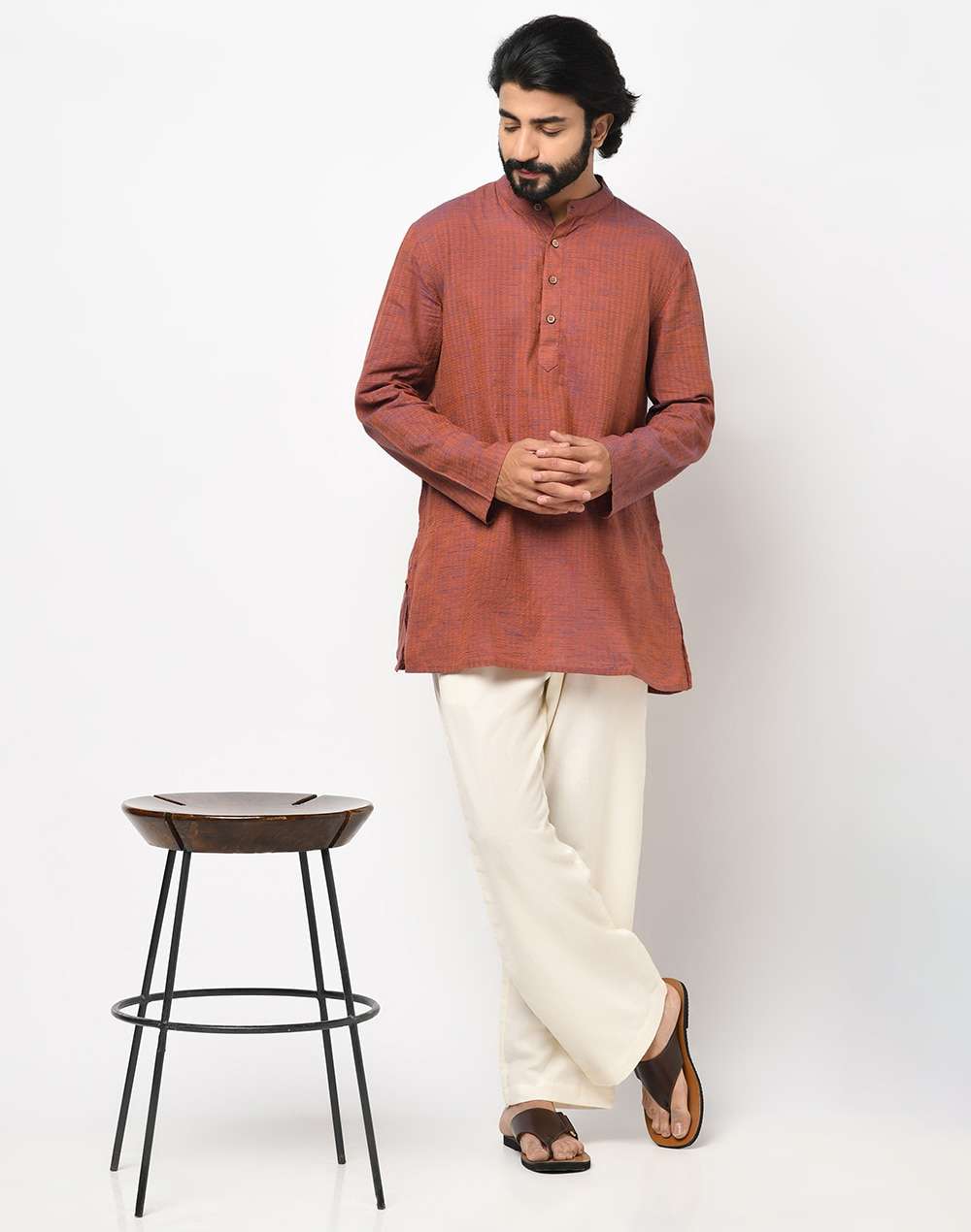 Cotton Nagari Dobby Weave Short Kurta