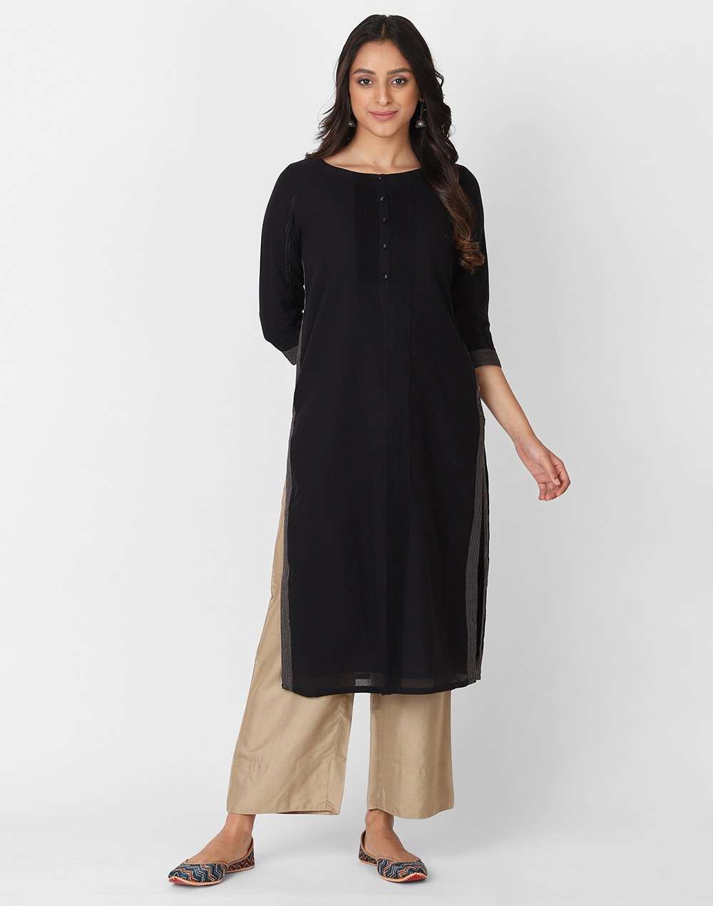 Cotton Pintuck Details Long Kurta