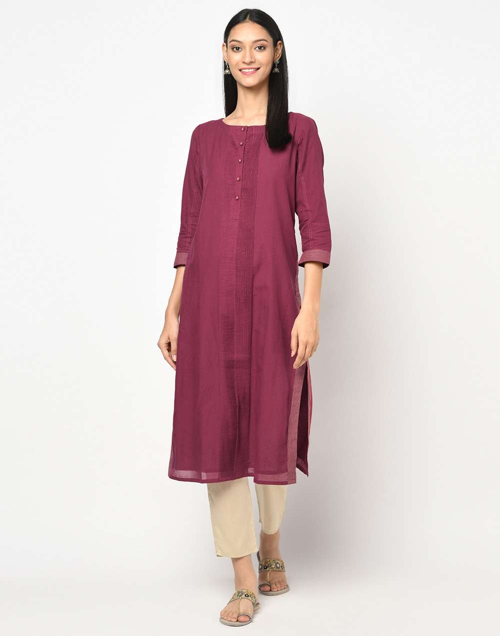 Cotton Pintuck Details Long Kurta