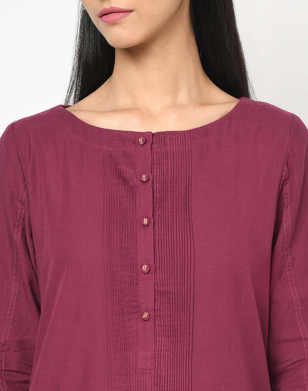 Cotton Pintuck Details Long Kurta
