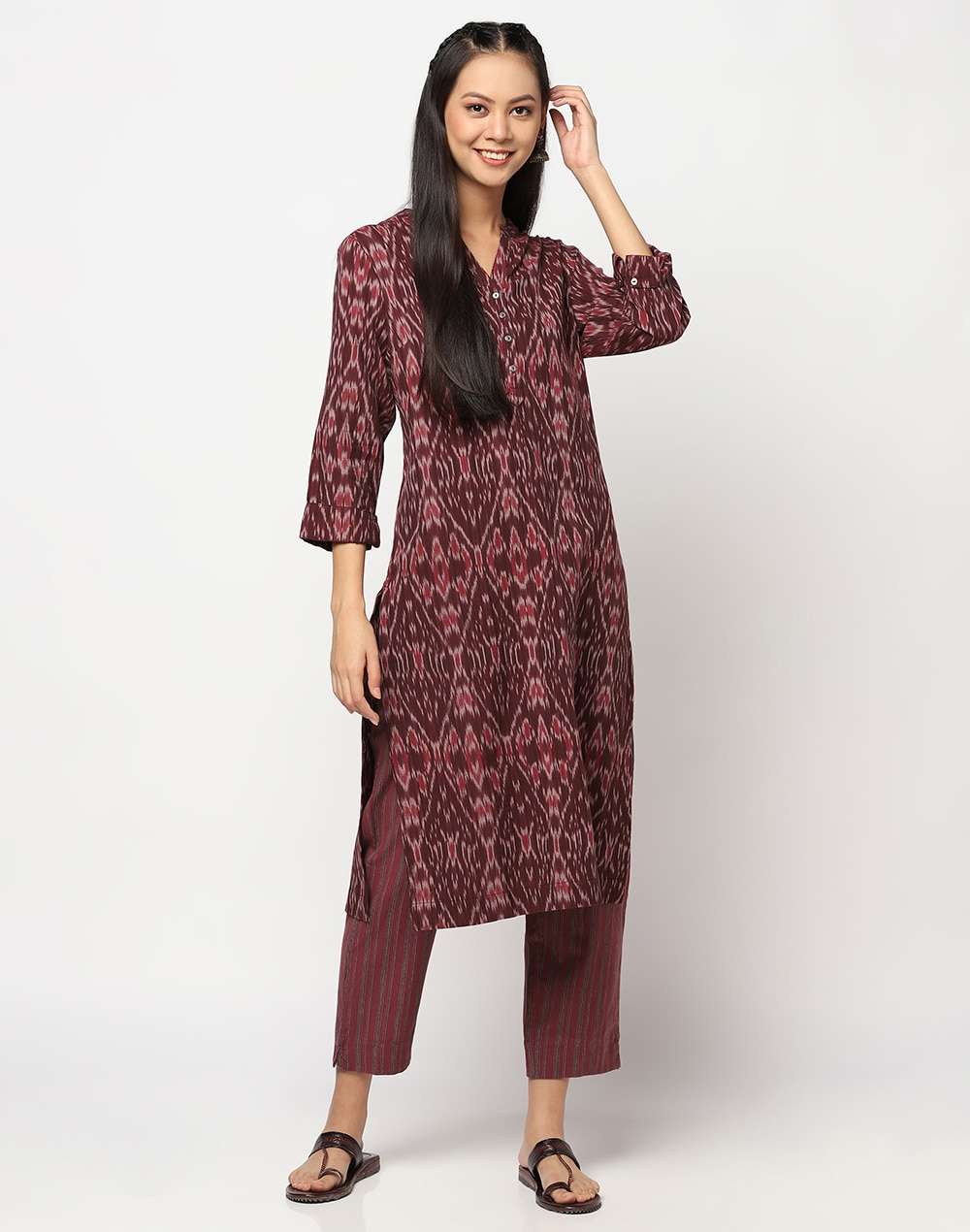 Cotton Ikat Kurta Set