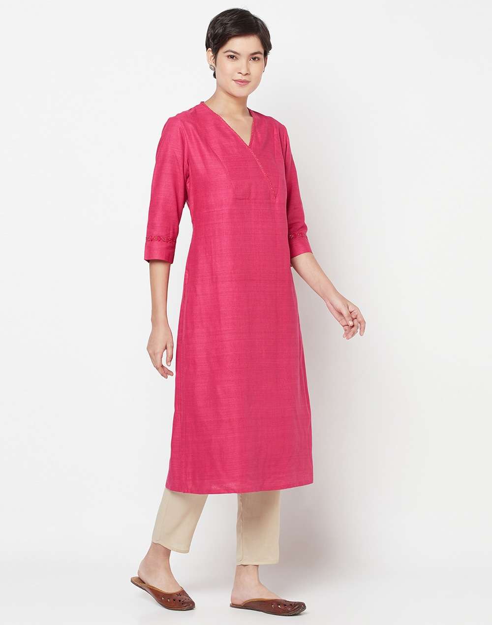 Matka Silk Embroidered Long Kurta