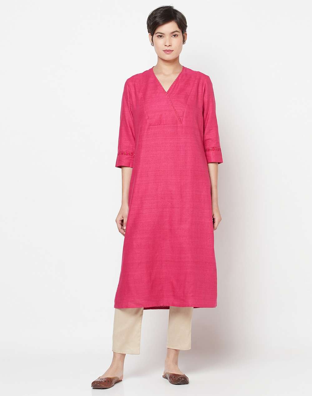 Matka Silk Embroidered Long Kurta