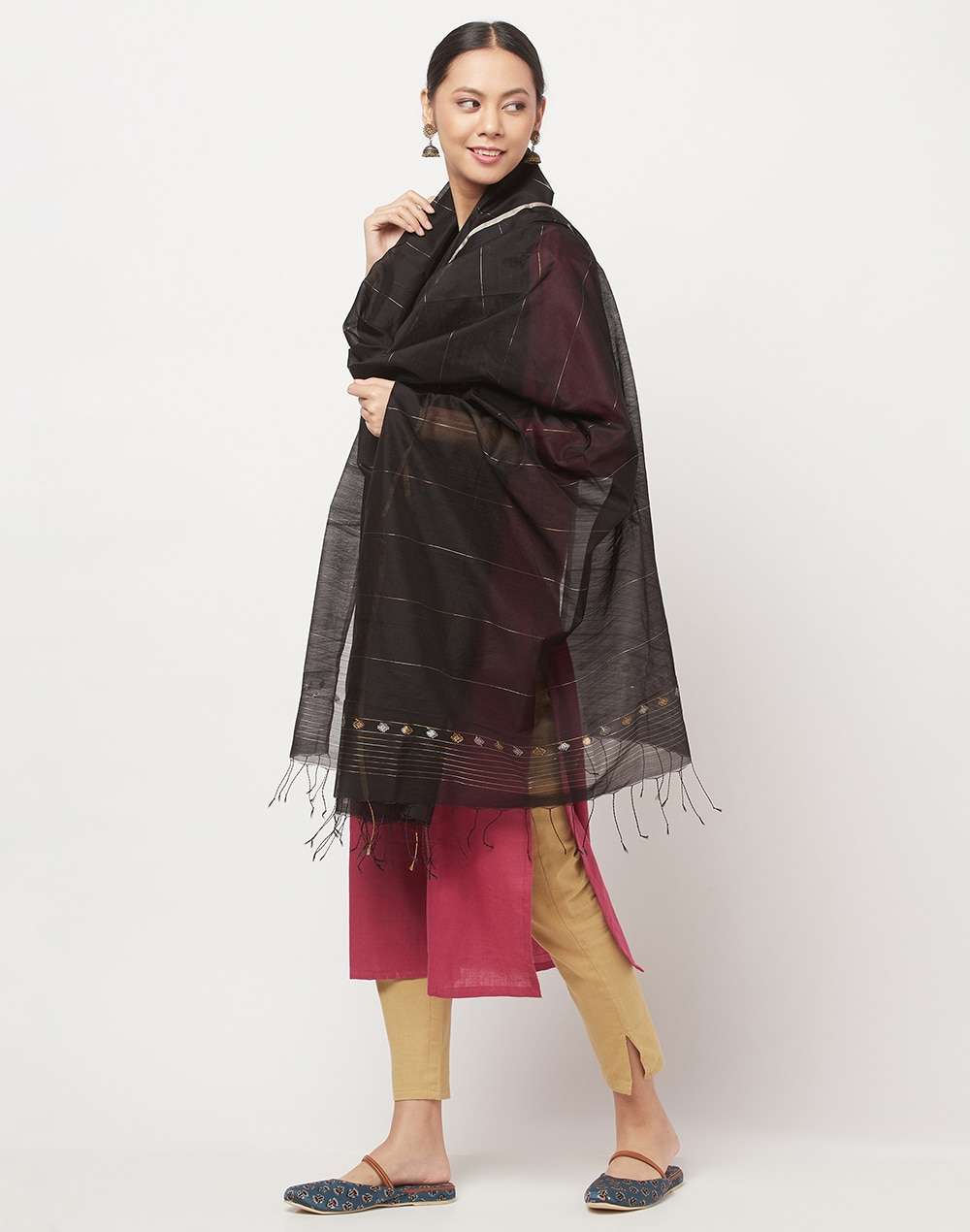 Cotton Silk Woven Chanderi Dupatta