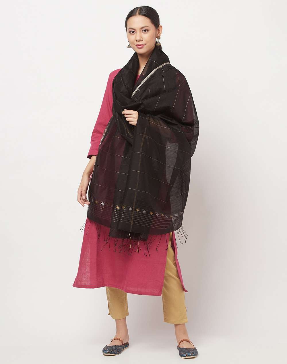 Cotton Silk Woven Chanderi Dupatta