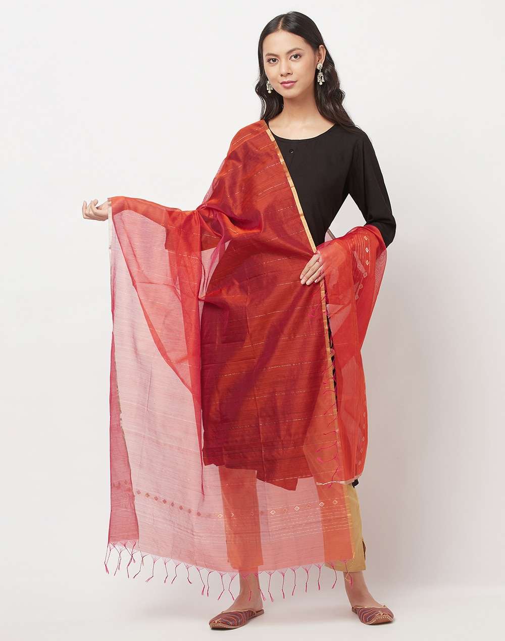 Cotton Silk Woven Chanderi Dupatta