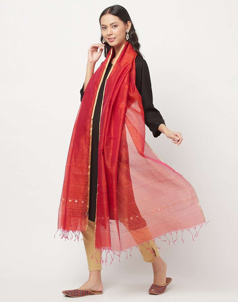 Cotton Silk Woven Chanderi Dupatta