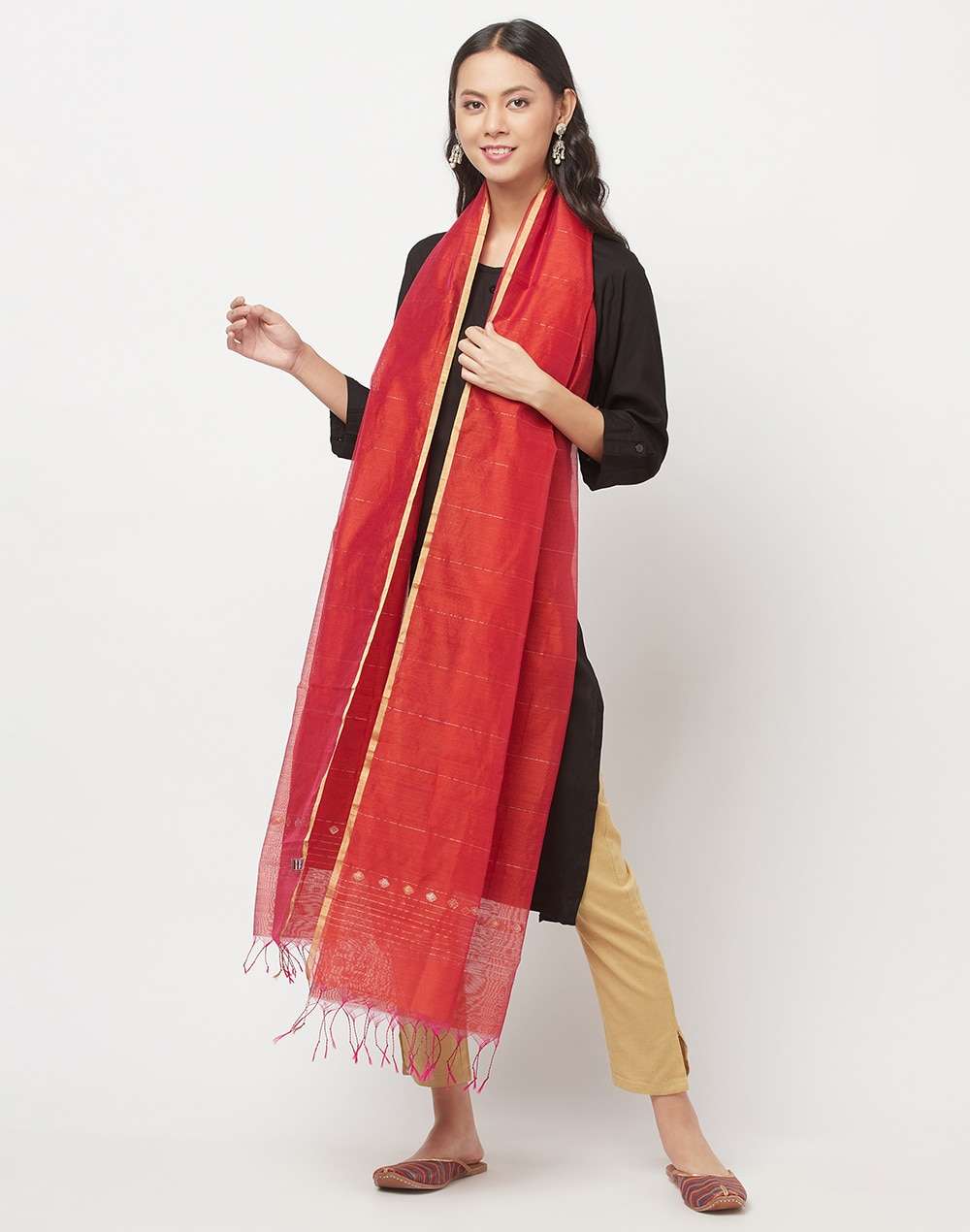 Cotton Silk Woven Chanderi Dupatta