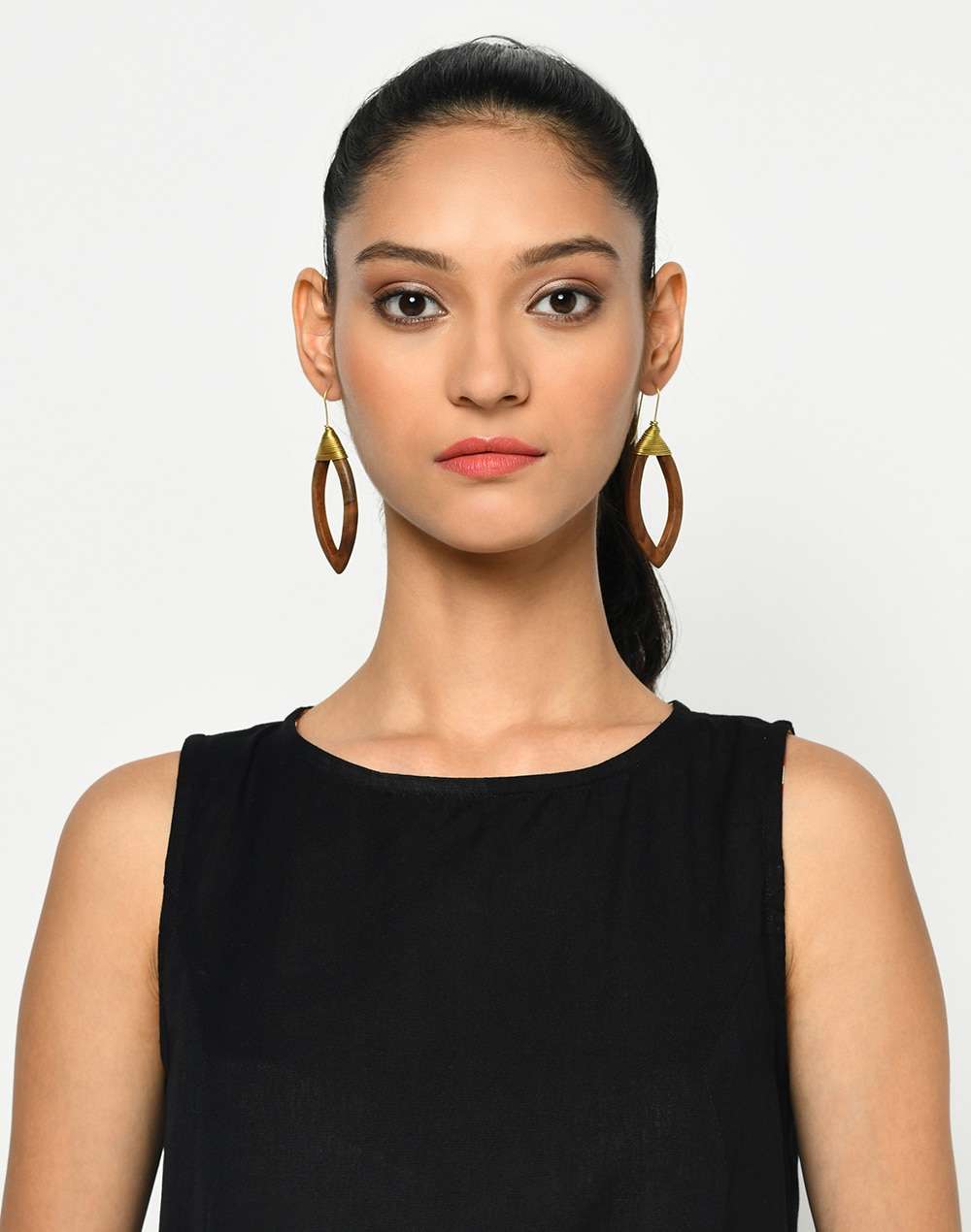 Wooden Brown Dangler Earring
