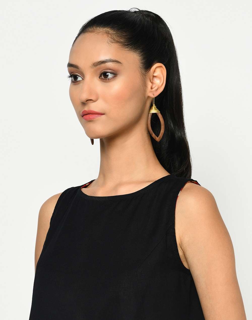 Wooden Brown Dangler Earring