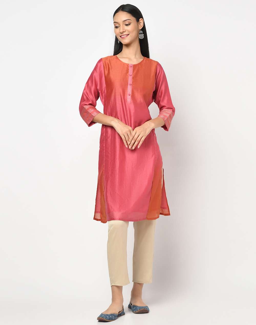 Cotton Silk Ombre Kalidar Long Kurta