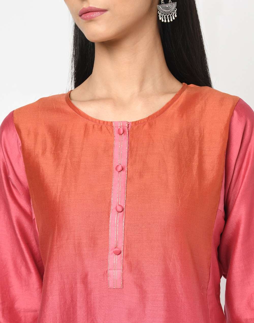 Cotton Silk Ombre Kalidar Long Kurta
