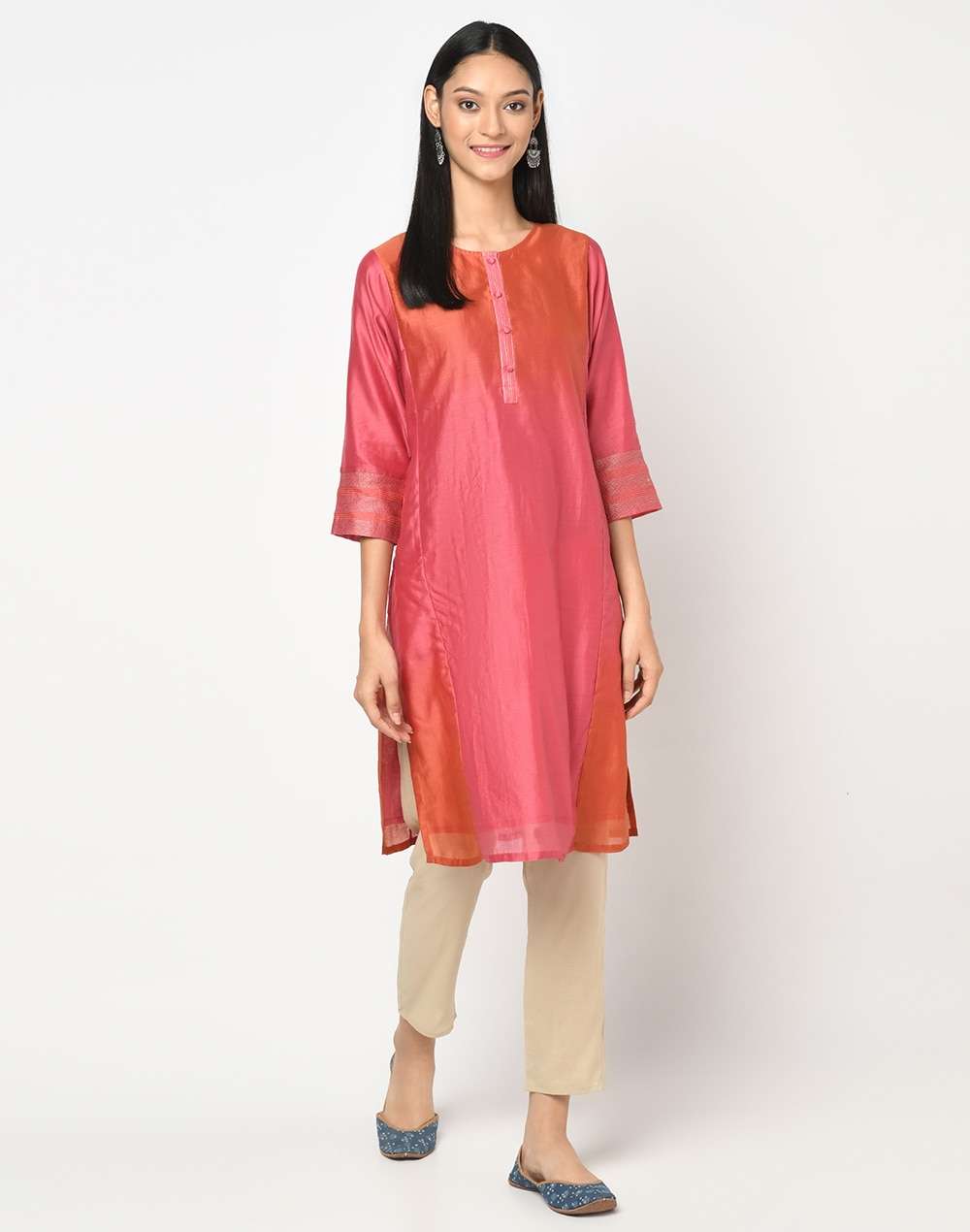 Cotton Silk Ombre Kalidar Long Kurta