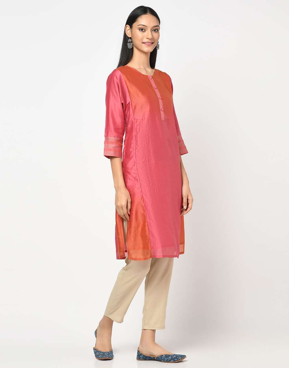 Cotton Silk Ombre Kalidar Long Kurta