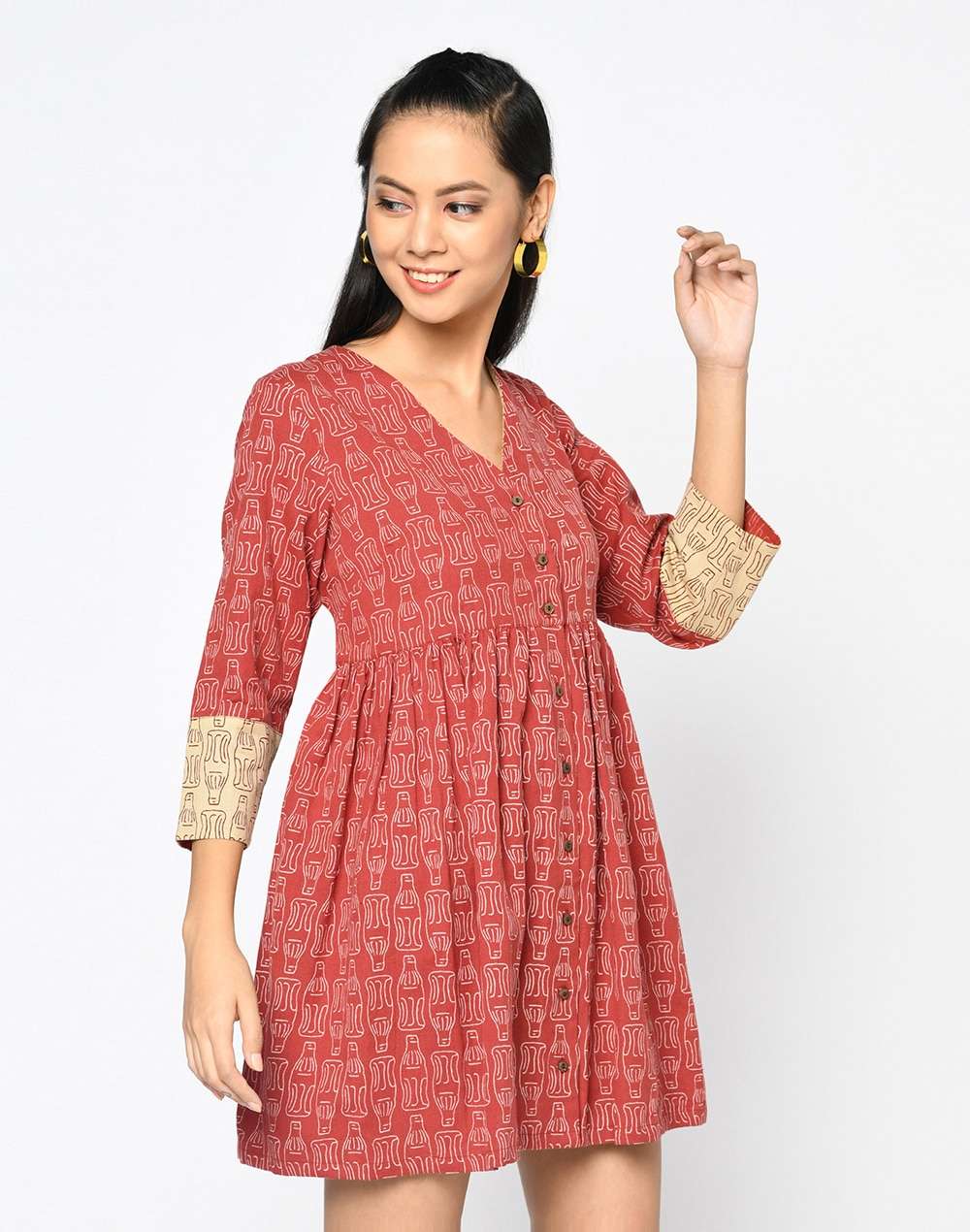 Cotton Linen Flax Printed Dress