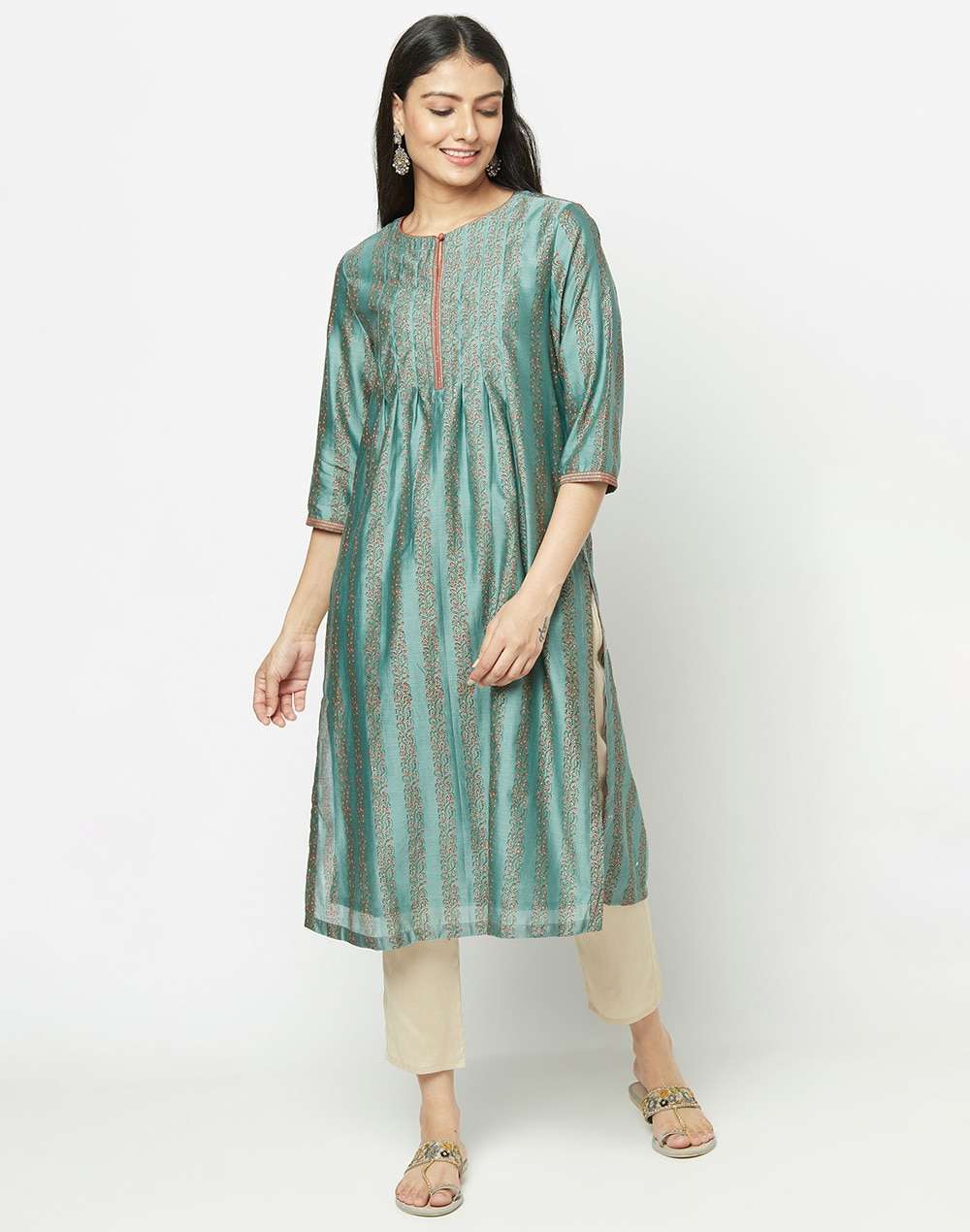 Cotton Silk Printed Long Kurta