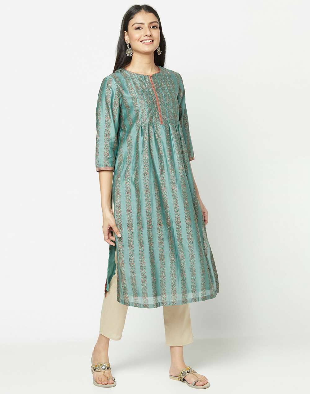 Cotton Silk Printed Long Kurta