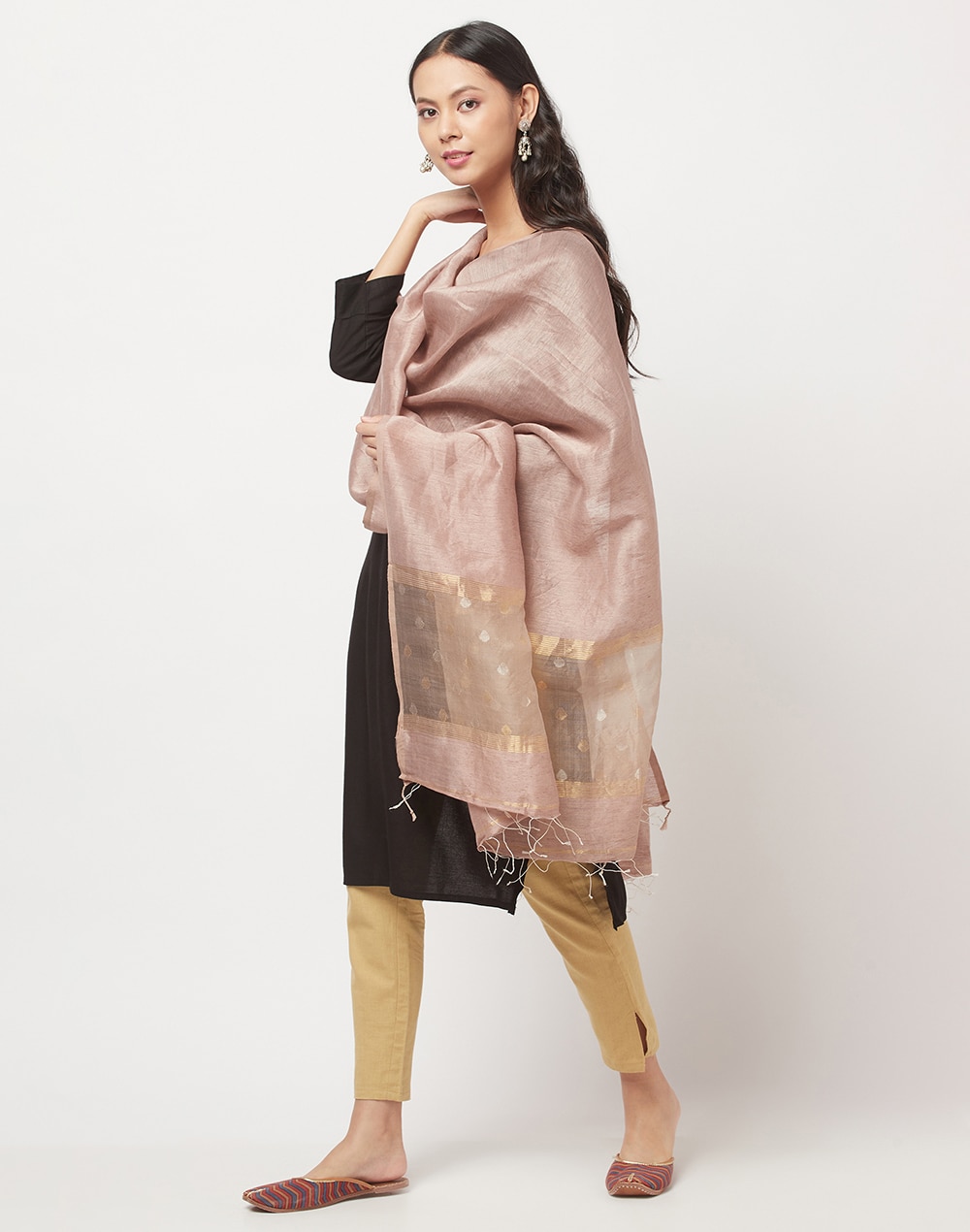 Linen Silk Woven Jamdani Dupatta
