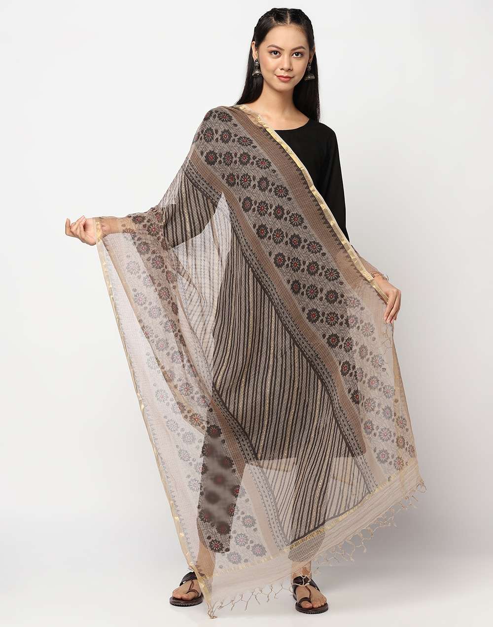 Cotton Silk Hand Block Printed Dupatta