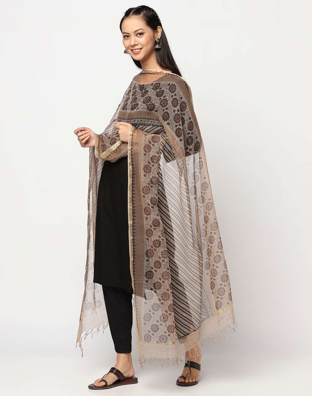 Cotton Silk Hand Block Printed Dupatta