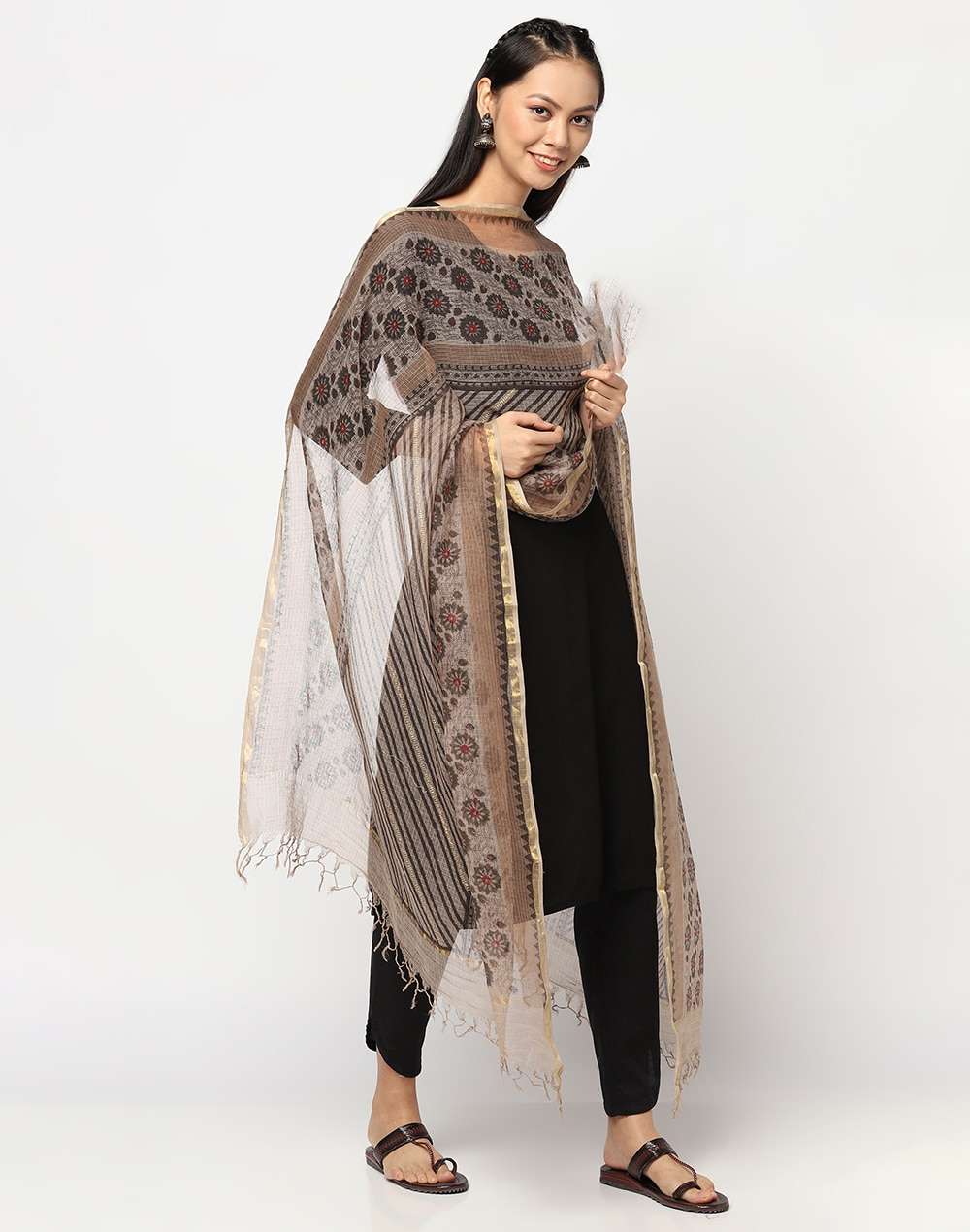Cotton Silk Hand Block Printed Dupatta