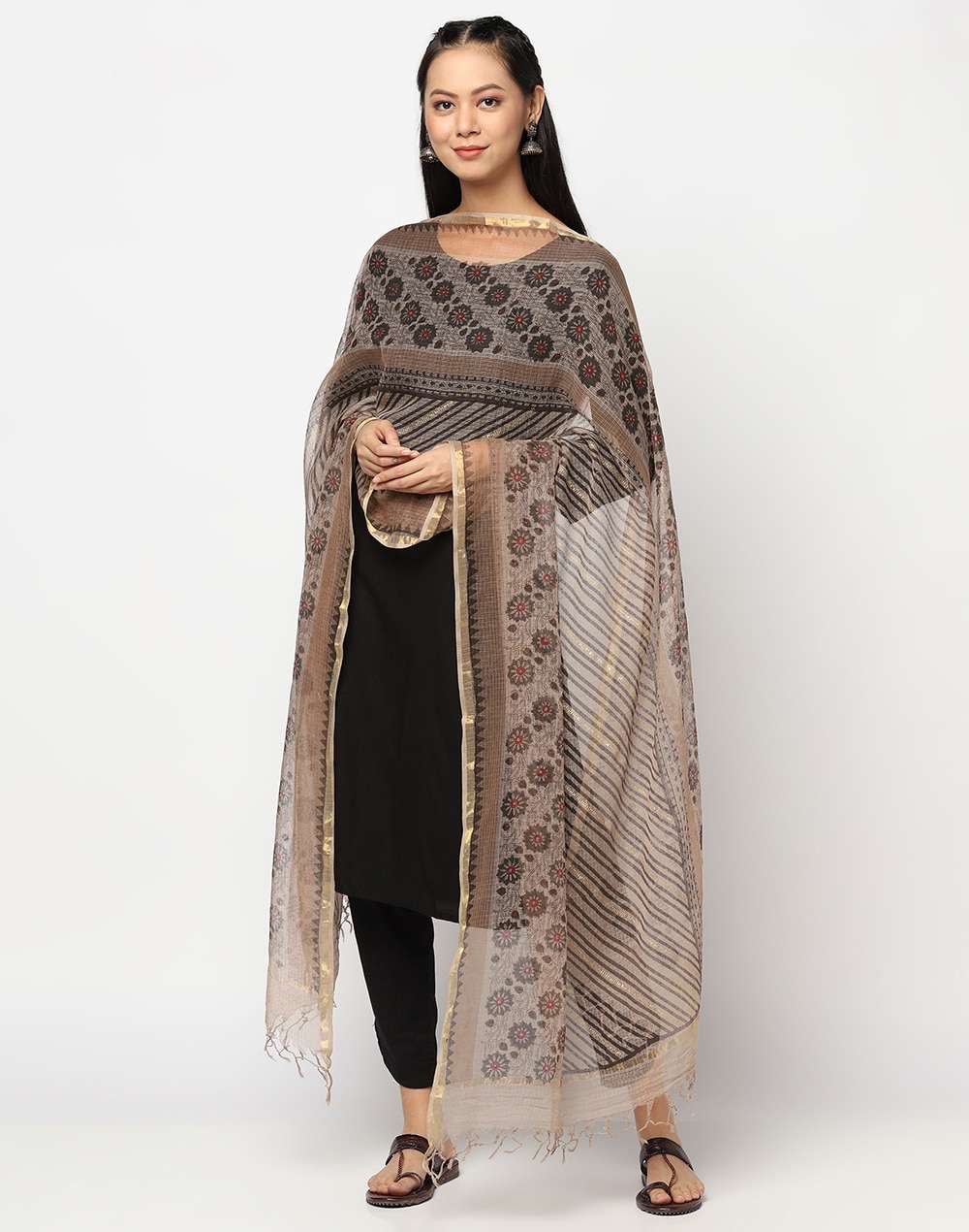 Cotton Silk Hand Block Printed Dupatta