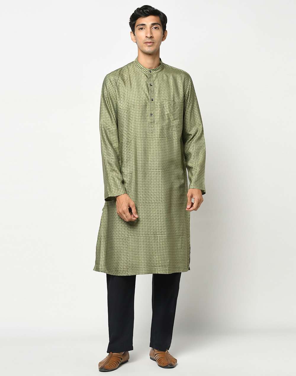 Viscose Tussar Printed Slim Fit Kurta