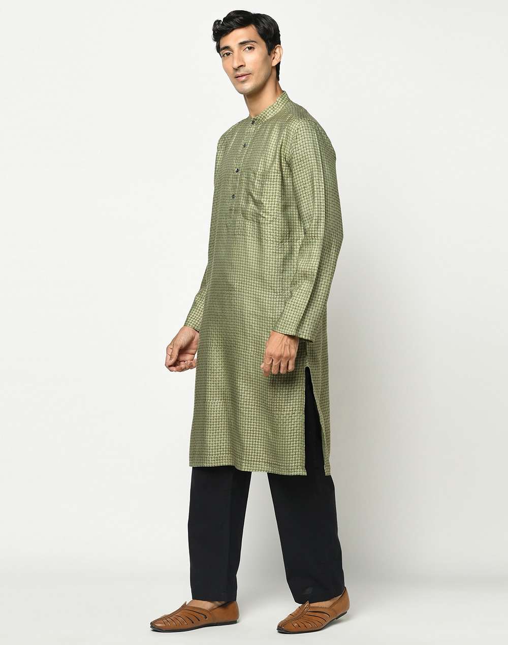 Viscose Tussar Printed Slim Fit Kurta