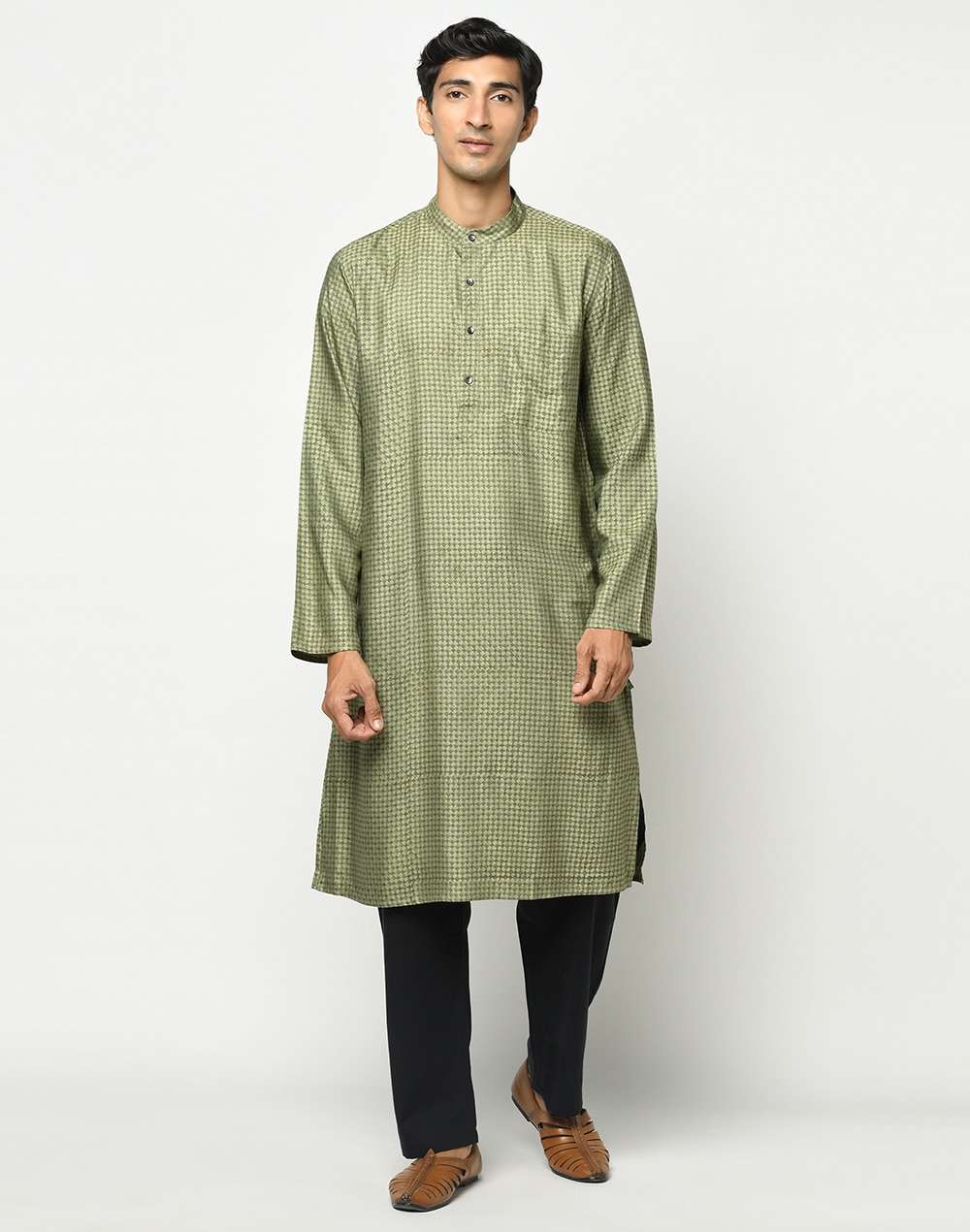 Viscose Tussar Printed Slim Fit Kurta