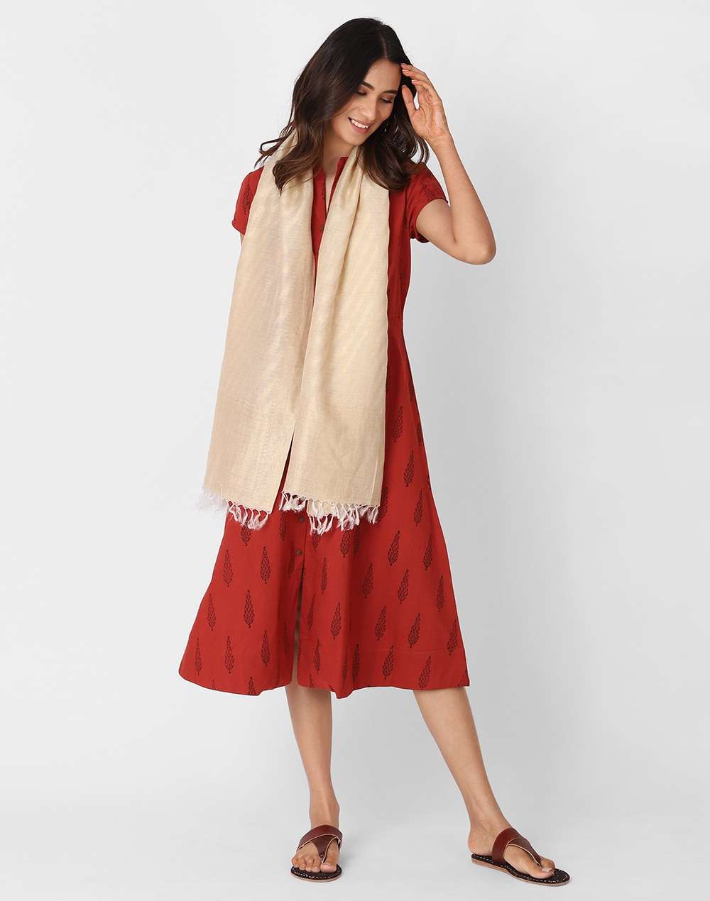 Silk Woven Cutwork Stole