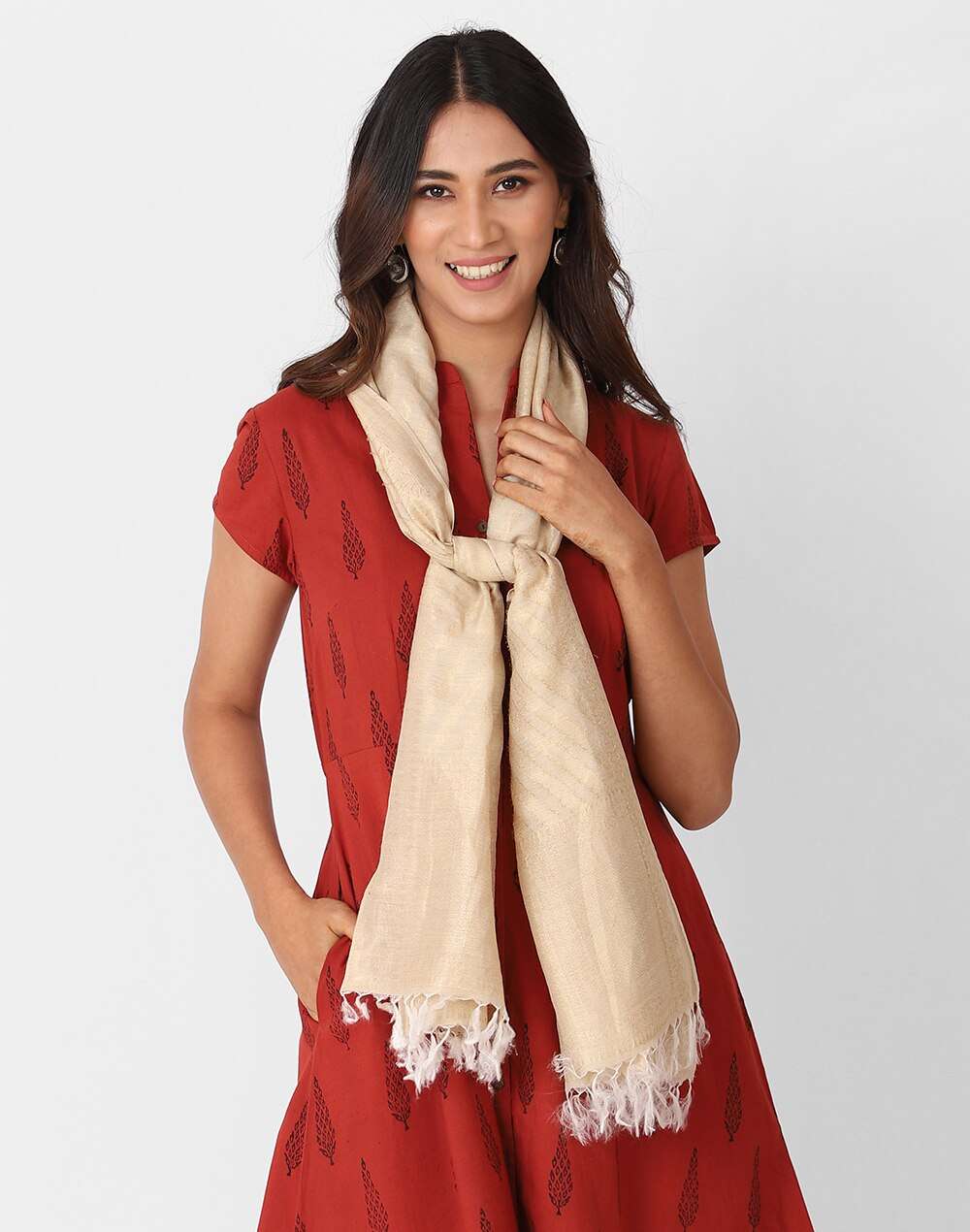 Silk Woven Cutwork Stole