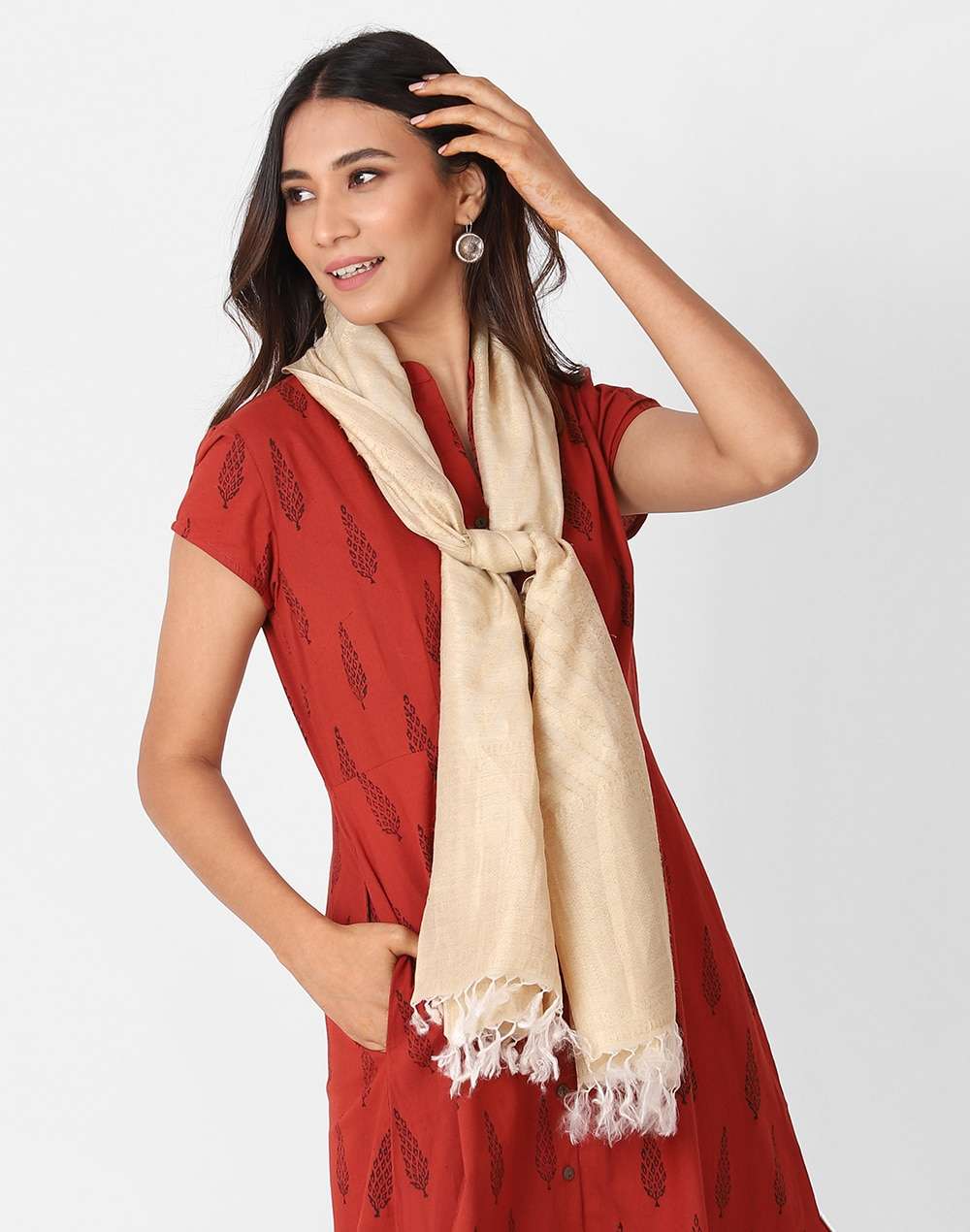 Silk Woven Cutwork Stole