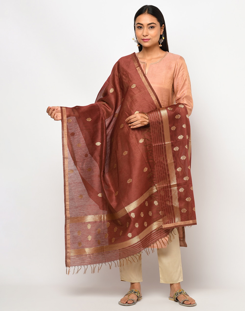 Silk Linen Karwa Banarasi Dupatta
