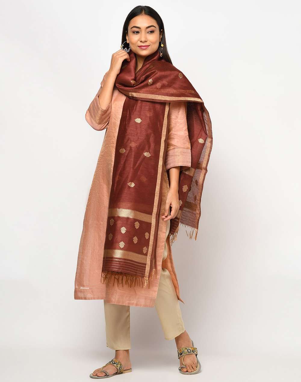 Silk Linen Karwa Banarasi Dupatta
