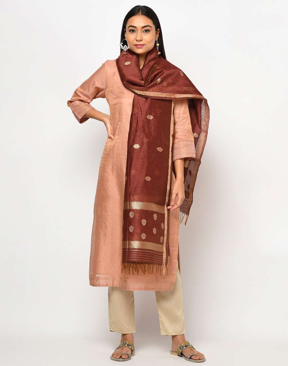 Silk Linen Karwa Banarasi Dupatta