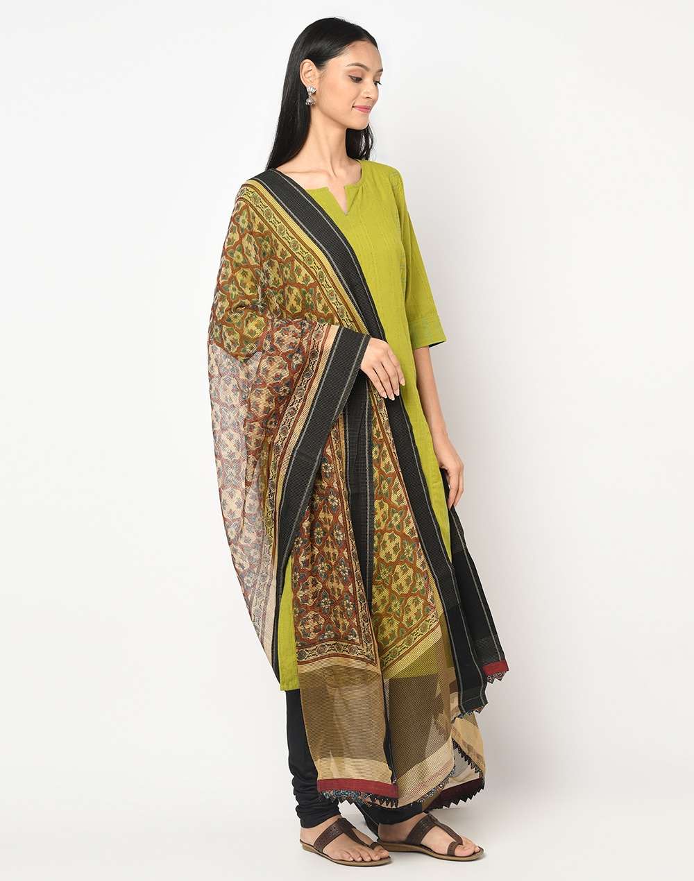 Cotton Silk Ajrakh Printed Dupatta