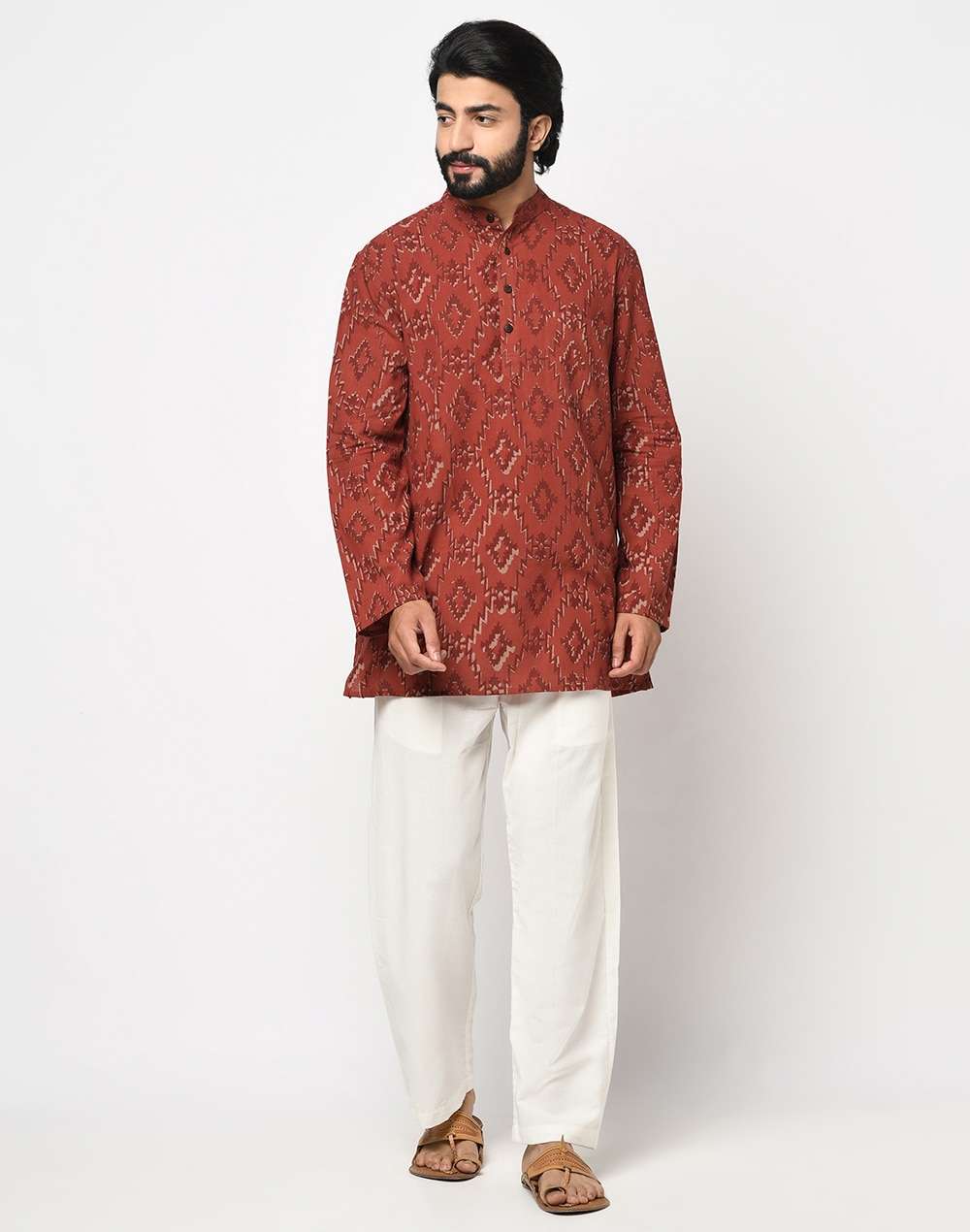 Cotton Slub Dabu Print Short Kurta