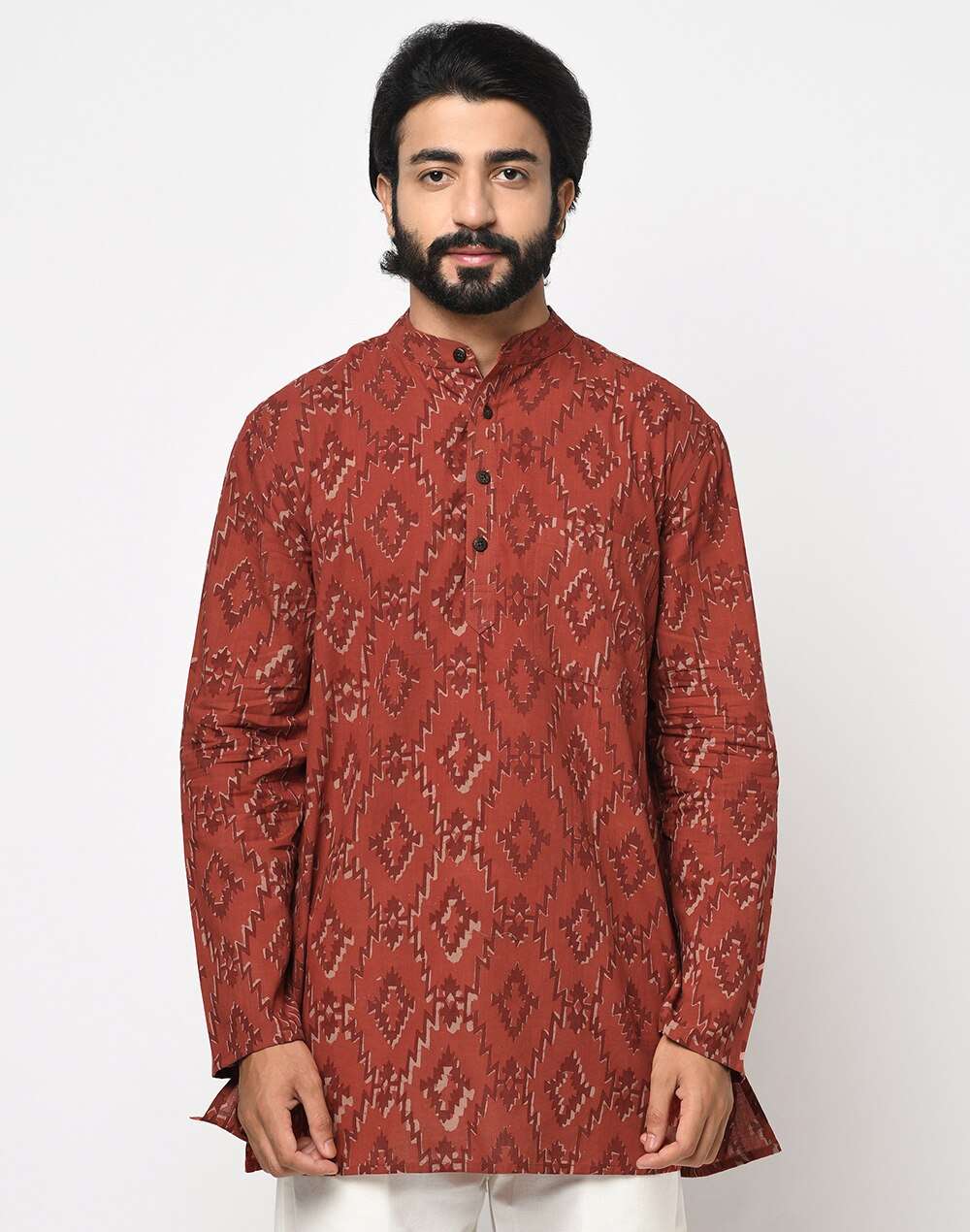 Cotton Slub Dabu Print Short Kurta