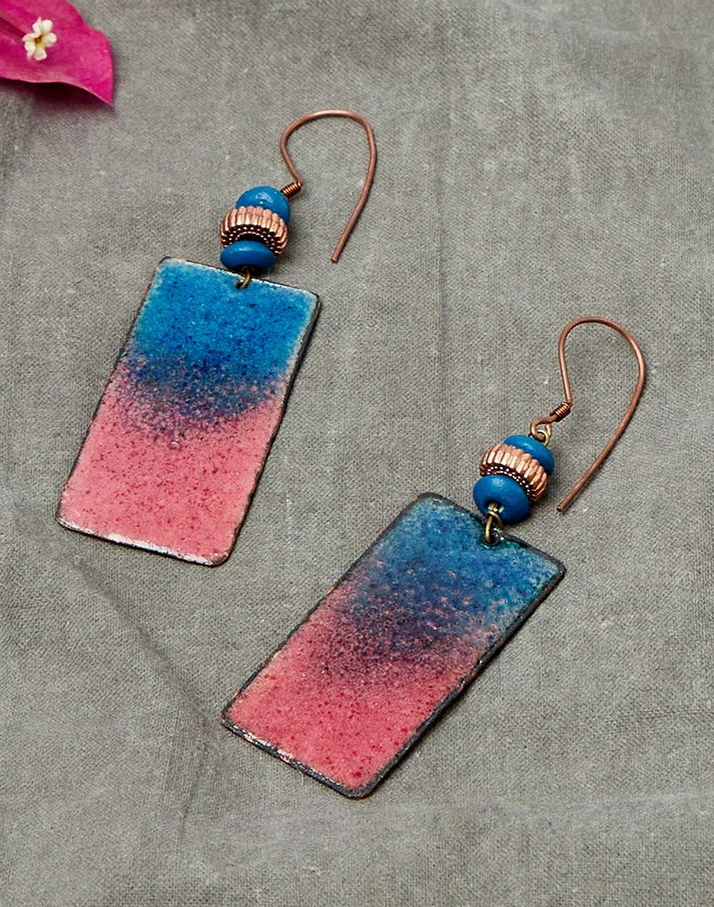 Metal Blue Dangler Earrings