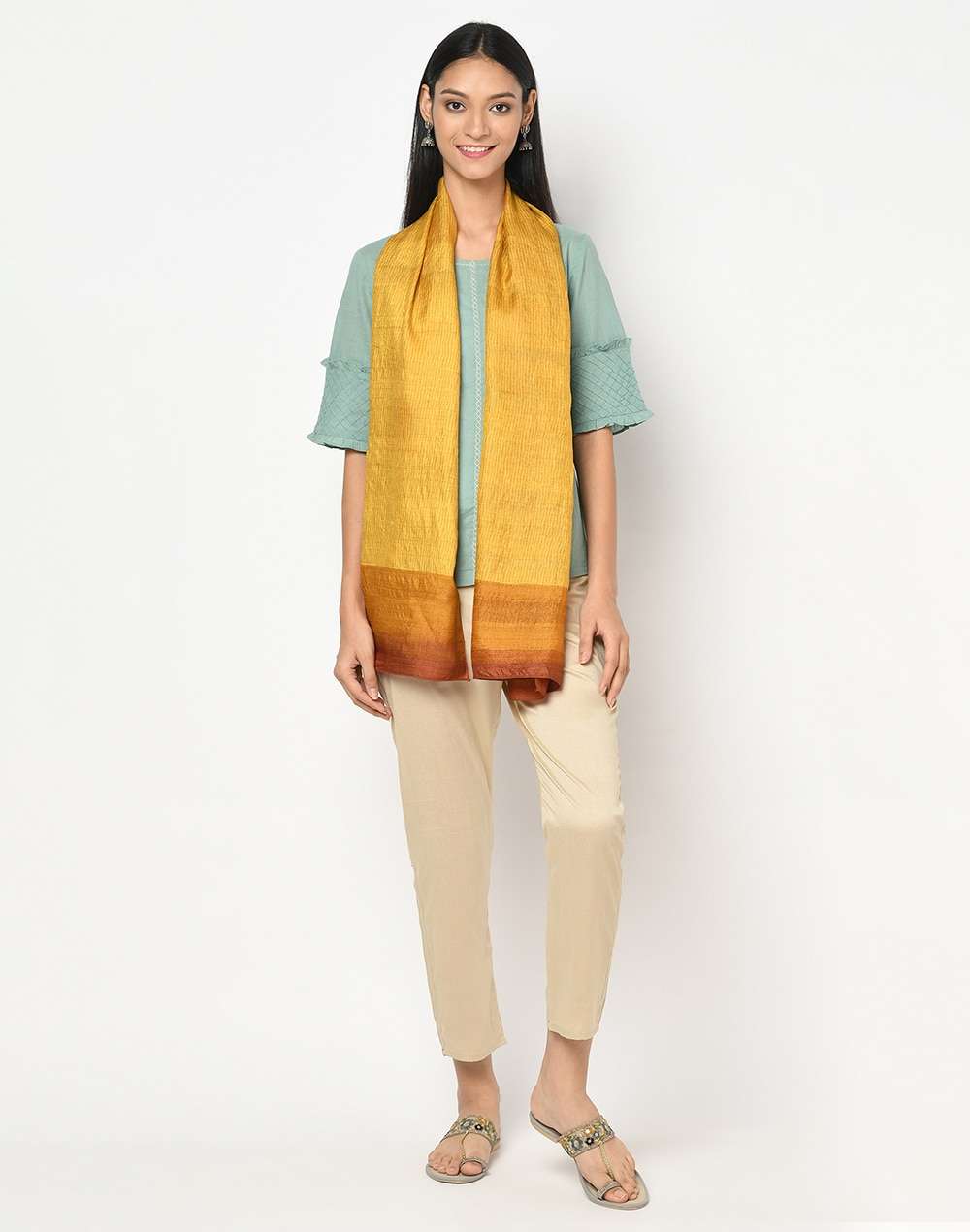 Silk Tussar Block Printed Stole