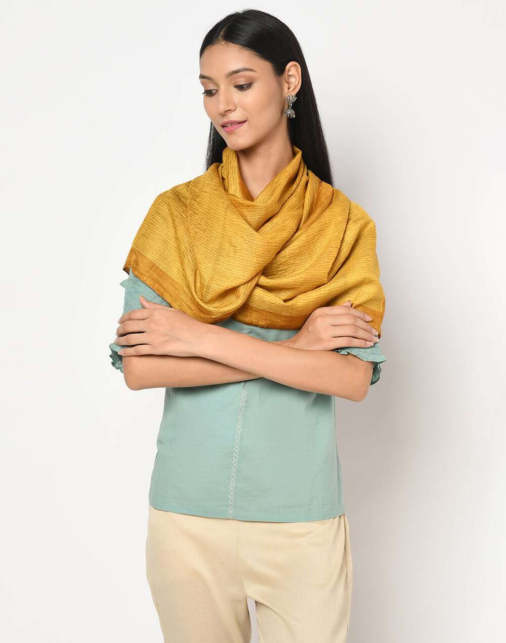 Silk Tussar Block Printed Stole